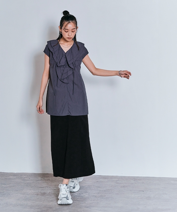 メランジツイルギャザースカート 全3色 2サイズ 【SALE