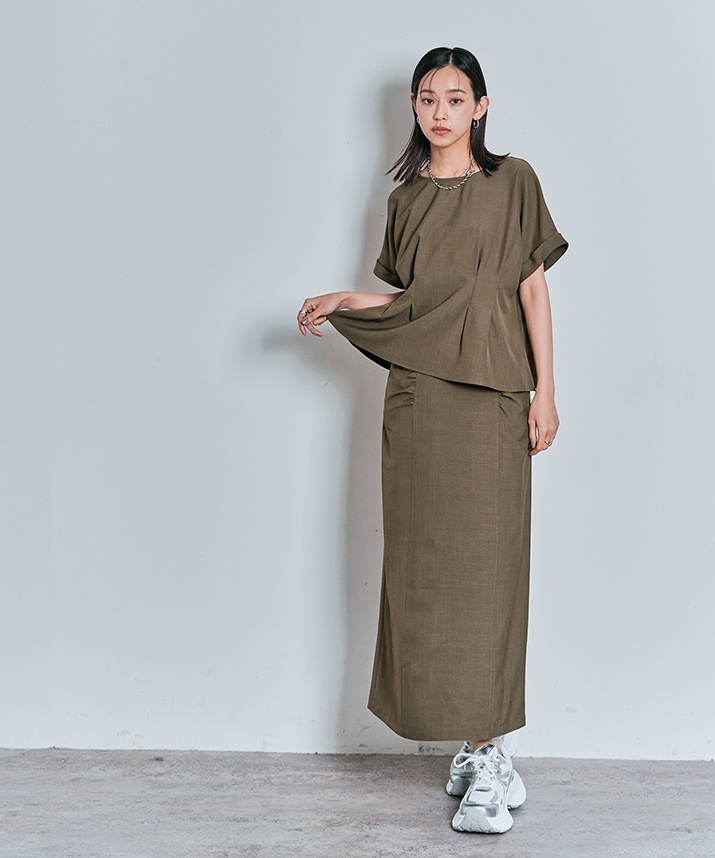 メランジツイルギャザースカート 全3色 2サイズ 【SALE】