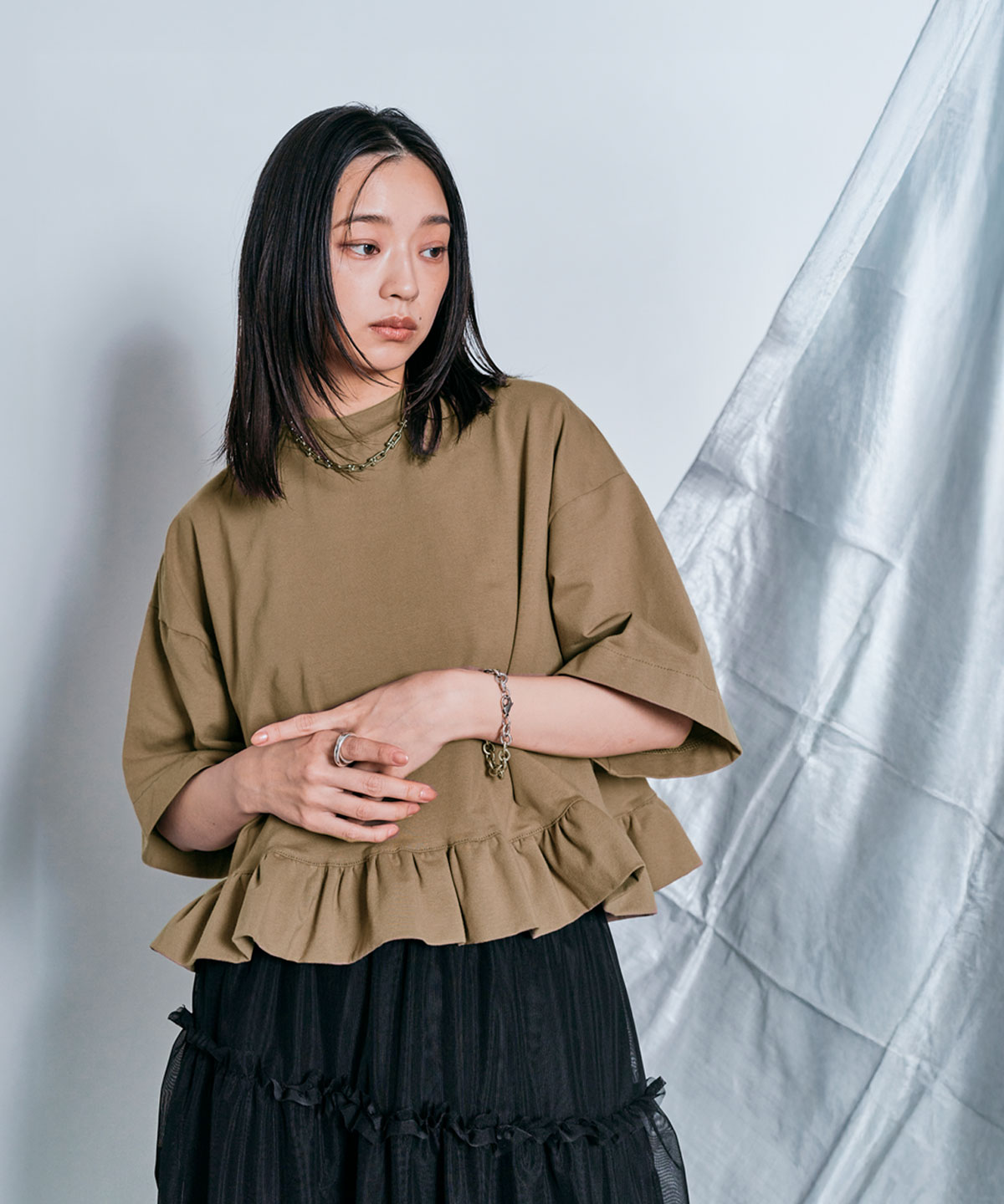 コットンハーフスリーブフリルTシャツ | トップス | W:Huku