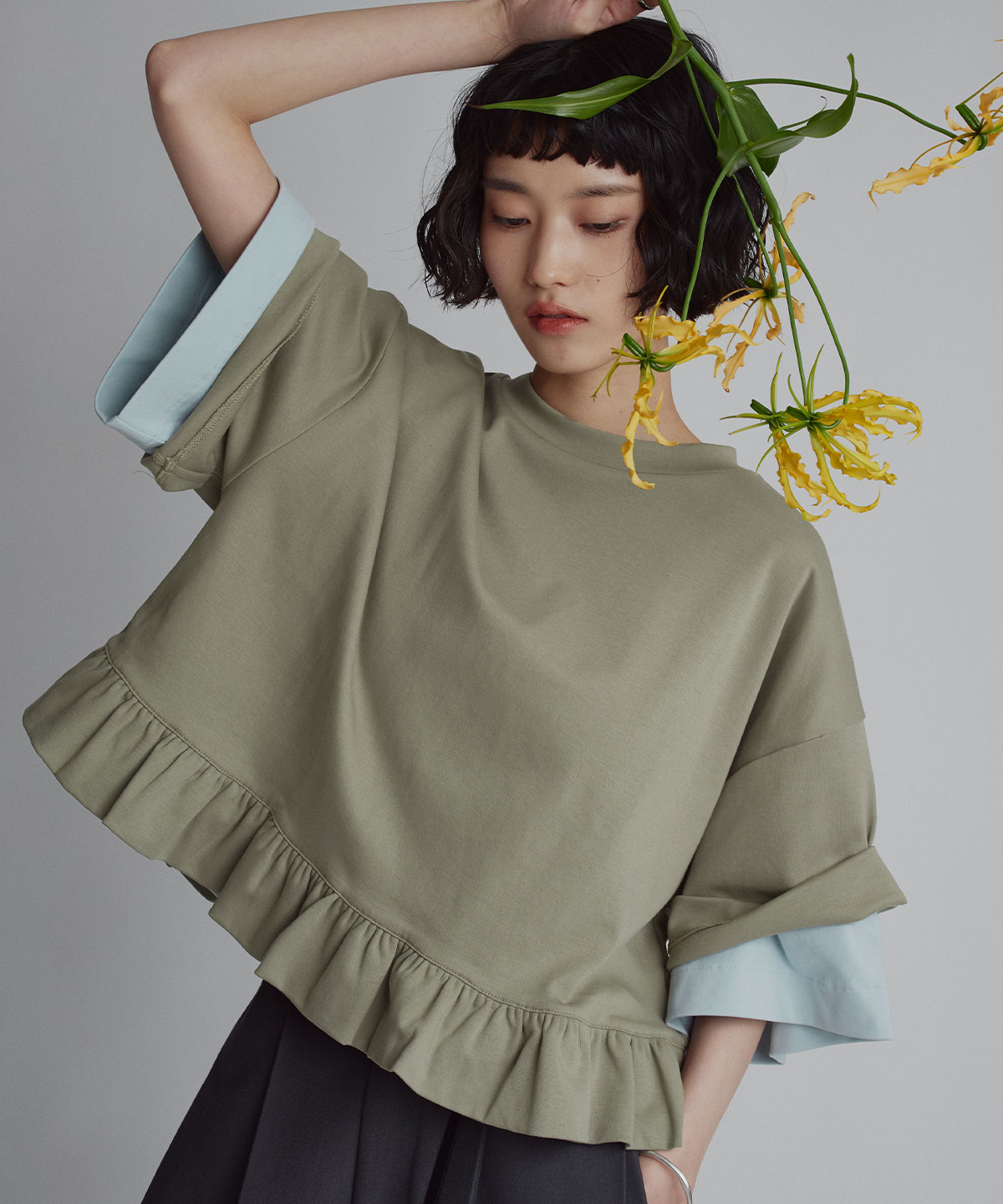 コットンハーフスリーブフリルTシャツ | トップス | W:Huku