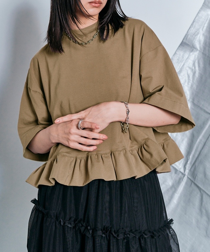ハーフスリーブフリルTシャツ 全4色 【SALE】 | トップス