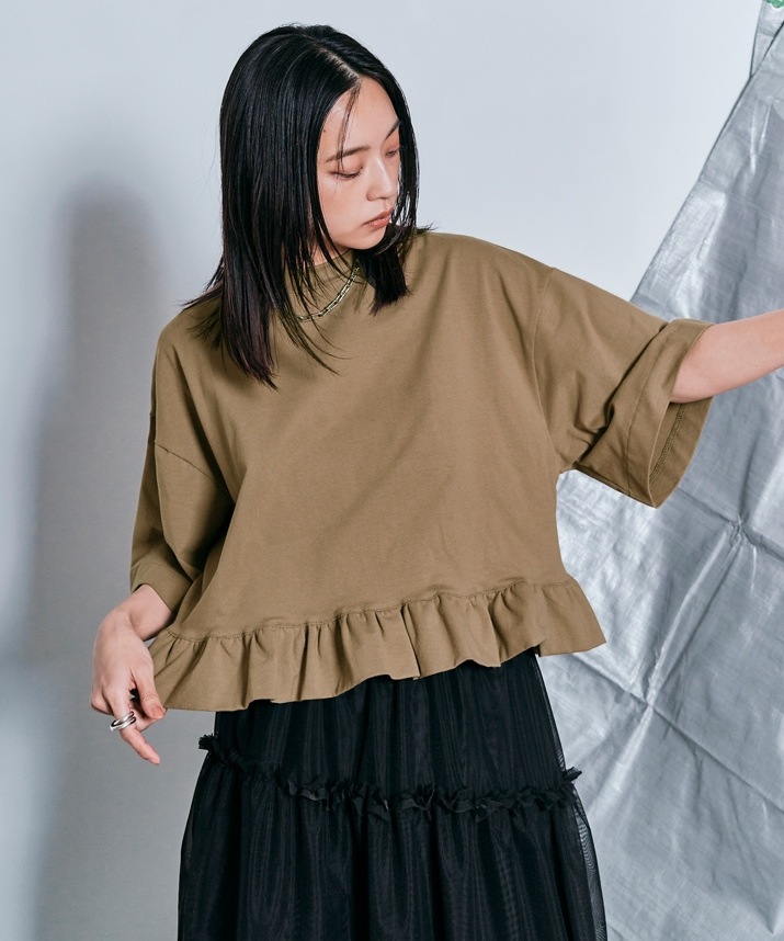 ハーフスリーブフリルTシャツ 全4色 【SALE】 | トップス,カットソー