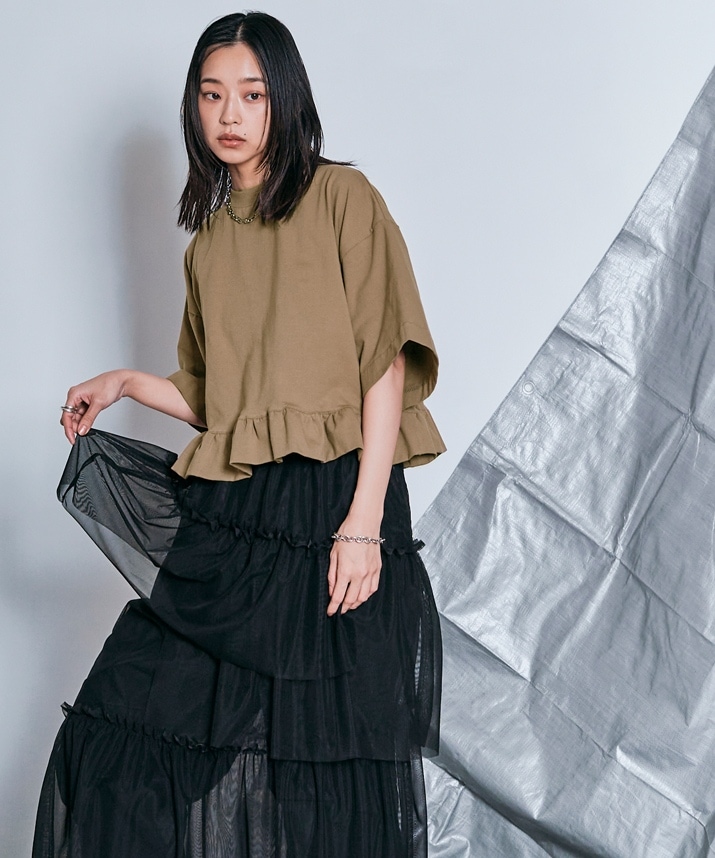 ハーフスリーブフリルTシャツ 全4色 【SALE】 | トップス,カットソー