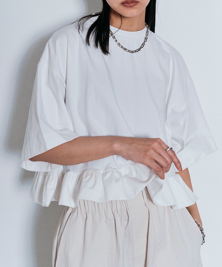 ハーフスリーブフリルTシャツ 全4色 【SALE】 | トップス,カットソー