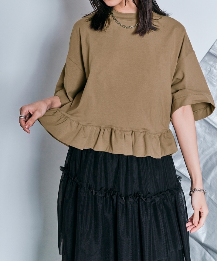 ハーフスリーブフリルTシャツ 全4色 【SALE】 | トップス,カットソー