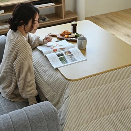 こたつ フラットモリス 60ｘ60cm　北欧柄の保温綿入り掛布団が付いたお得な2点セット