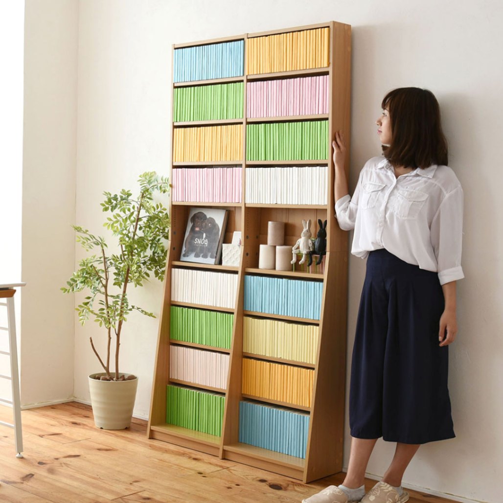 本棚 1cmピッチ 文庫本収納ラック 90×180cm 無駄なく収納できる薄型大容量本棚