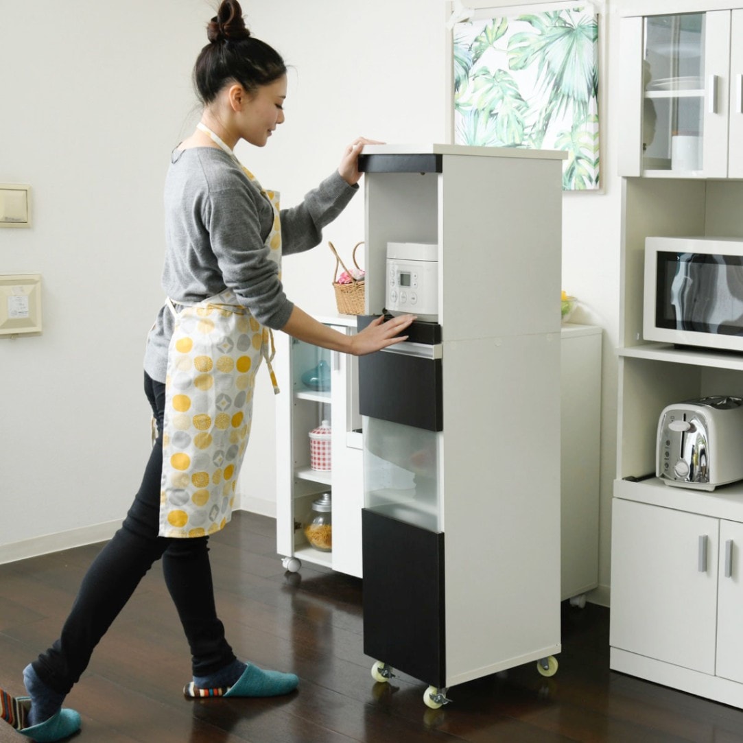 隙間ミニキッチン食器棚 家電ラック廃タイプ W30×H127 奥行40 5段 シンプルで必要な機能を備えた収納