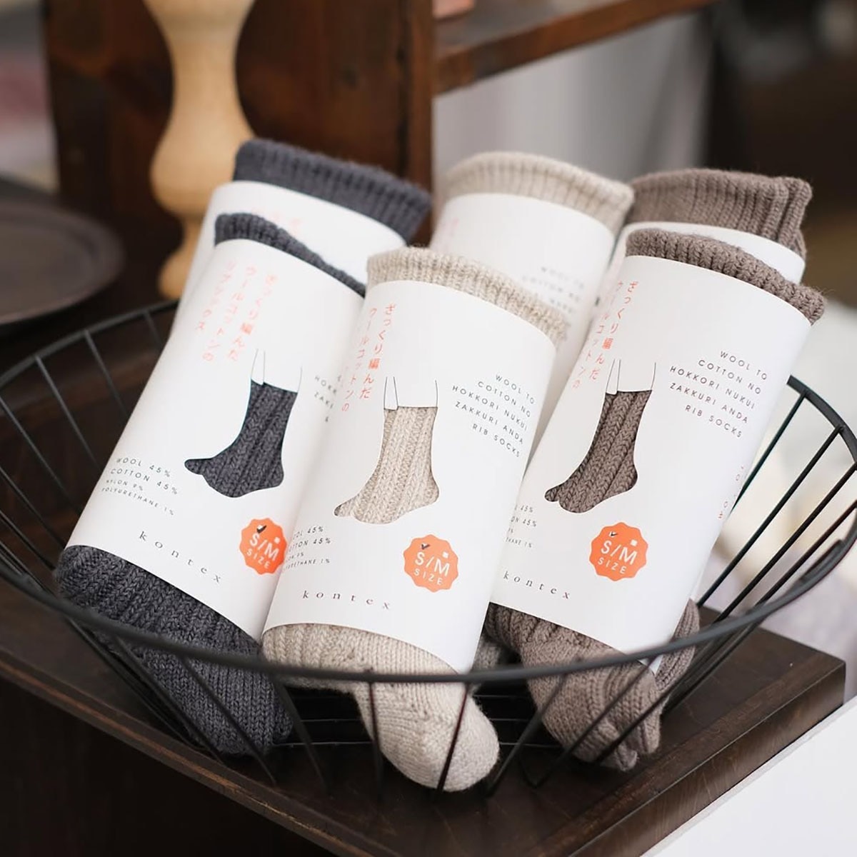 コンテックス ウールコットン リブソックス 靴下 ソックス socks スニーカーソックス メンズ レディース くつ下 柔らかい チクチクしない kontex ローゲージ あたたか 温活 眠活 ギフト ウール コットン 綿