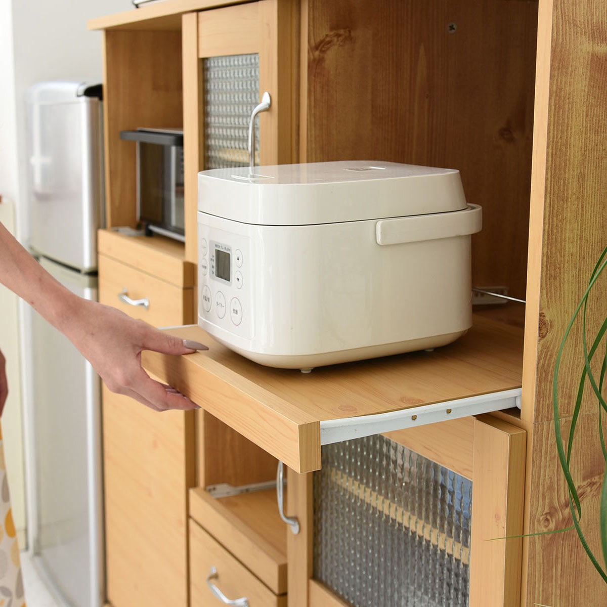 kibaco | キャスター付きレンジ台食器棚 W45×H120 シンプルだけど必要