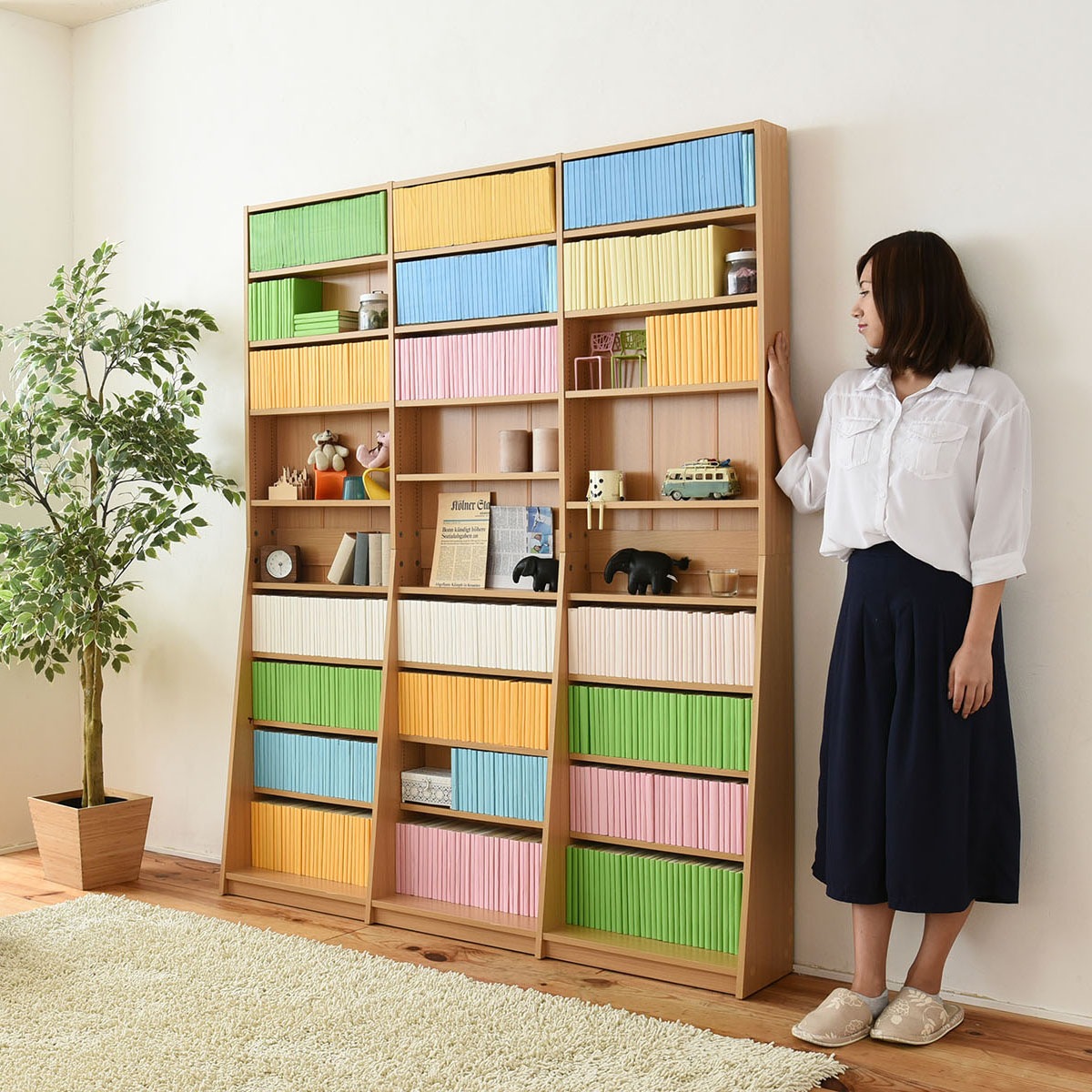 kibaco | 本棚 1cmピッチ 文庫本収納ラック w150×h180 薄型で大容量な