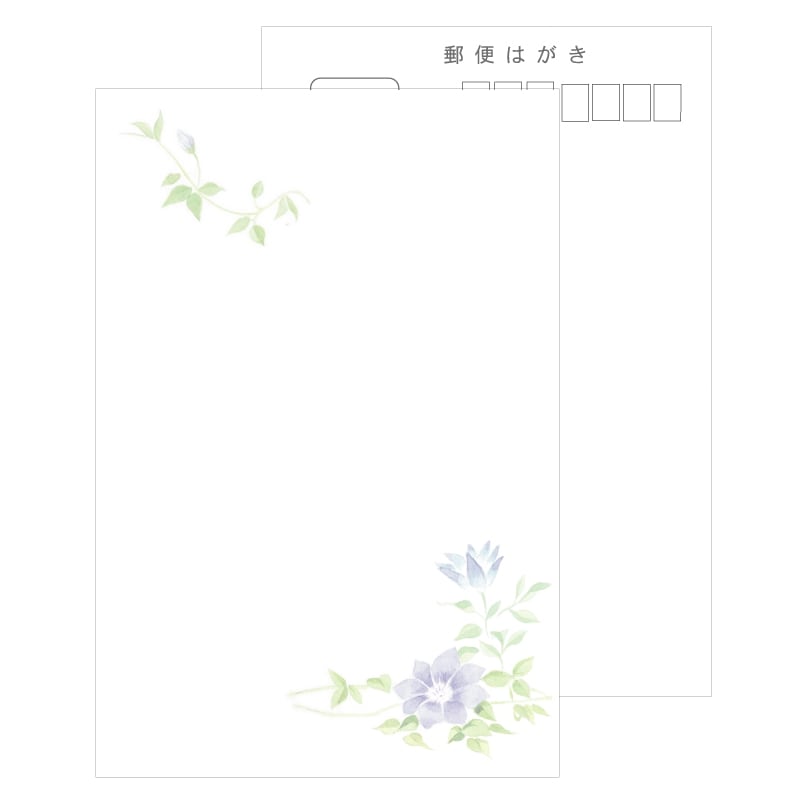 クレマチス 50枚 喪中はがき 用紙 私製はがき やさしく上品な絵柄 寒中見舞い 弔事 法要 挨拶状 ハガキ