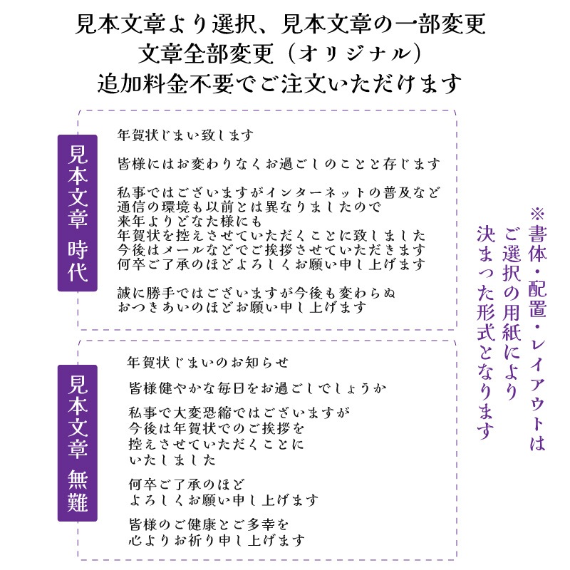 年賀状じまい はがき 清華 名入れ印刷 年賀状辞退 やめる 私製ハガキ 10枚～