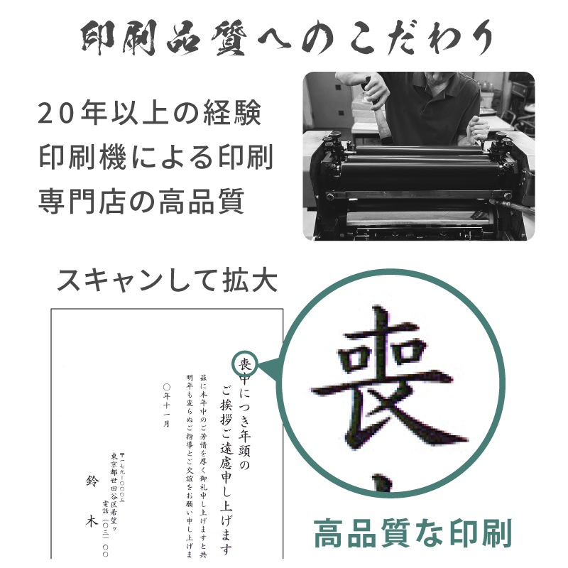 喪中はがき 寒中見舞い 名入れ印刷 用紙 切手を貼る私製はがき 10枚～