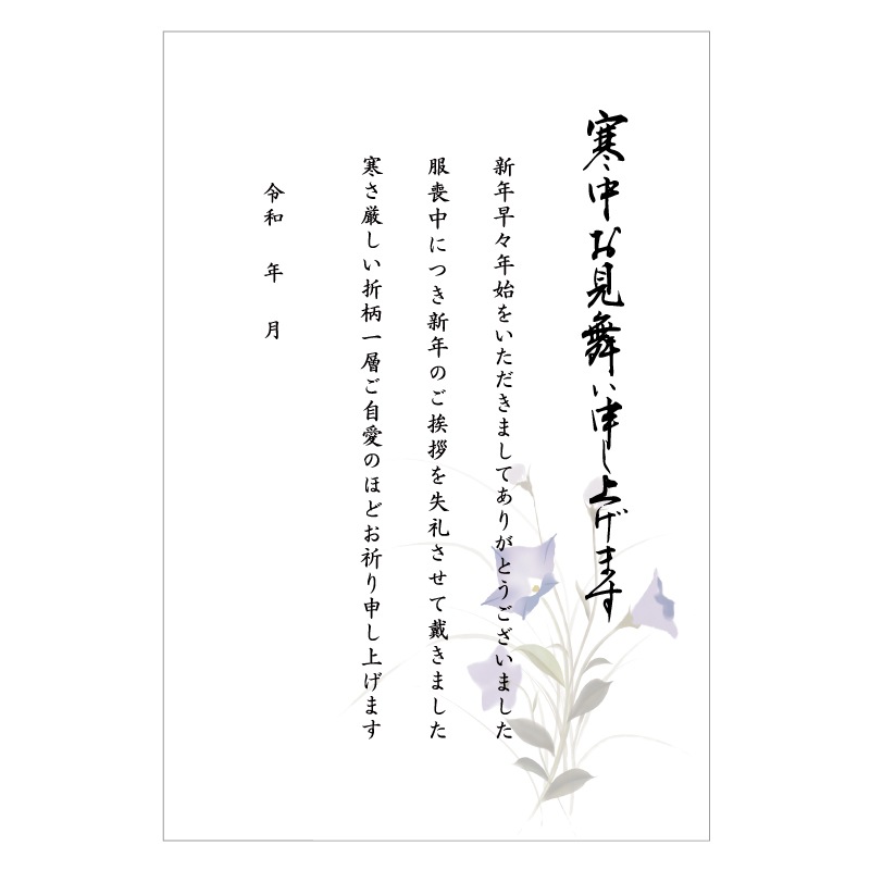 寒中見舞い 挨拶文章入り 印刷済み はがき 20枚 年賀欠礼 年賀状辞退 仏事 弔事
