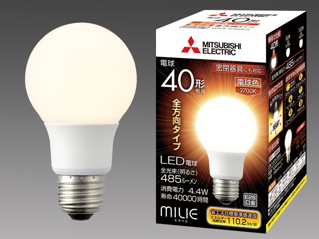 新品未開封 三菱 LED電球 LDA4N-G/40/S-A 10個入り13箱 ELPA LED電球 E26 40W 広配光 昼白色 1個入り｜LDA4N-G-40KS