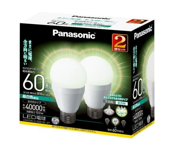 Panasonic LED電球 LDA10NGZ60W2T 2個パック (昼白色) 全方向60形