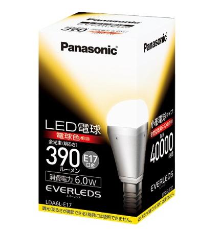 Panasonic LDA6L-E17 小型電球タイプ 下方向タイプ E17口金 （電球色