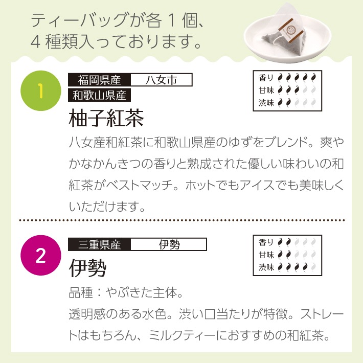 【クリスマス】プチギフト 和紅茶 セレクトパック ティーバッグ4種×2個セット 送料無料 メール便
