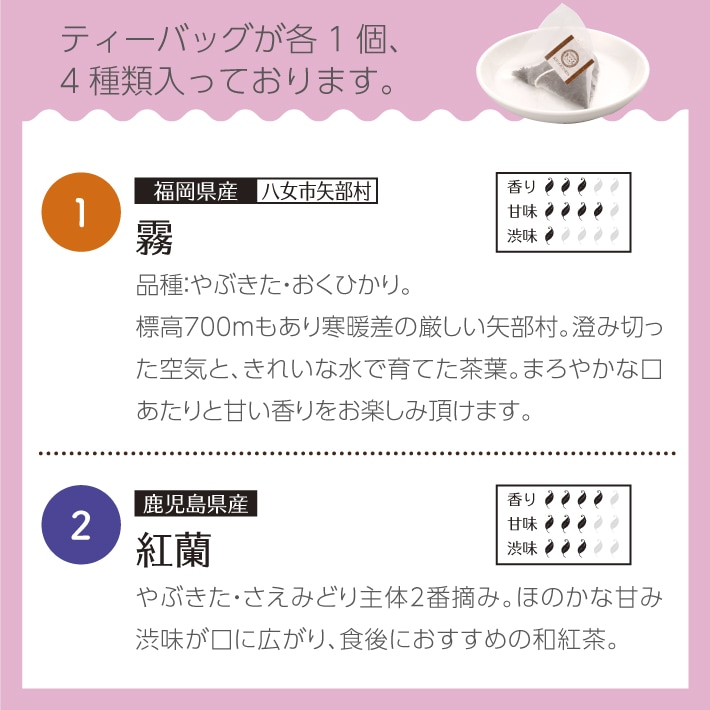 【母の日】プチギフト 和紅茶 セレクトパック ティーバッグ4種×2個セット 送料無料 メール便