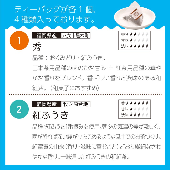 【夏セレクト】プチギフト 和紅茶 セレクトパック ティーバッグ4種×2個セット 送料無料 メール便