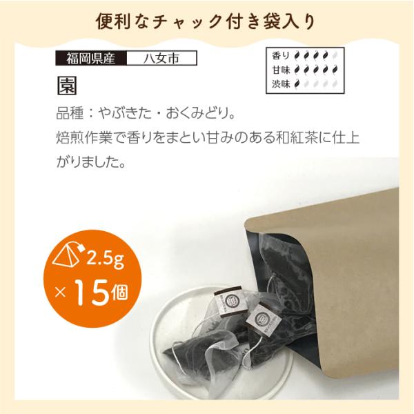 お徳用 八女産和紅茶【園】 ティーバッグ 2.5g×15個 エコパック メール便