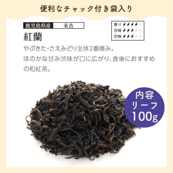 お徳用　鹿児島産和紅茶  紅蘭 リーフ 100g エコパック メール便