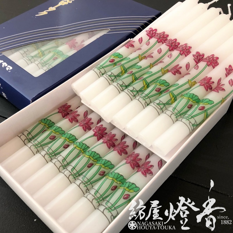 花/絵蝋燭『蓮花ローソク【大3号/16本入】洋芯/プレーン[燃焼100分