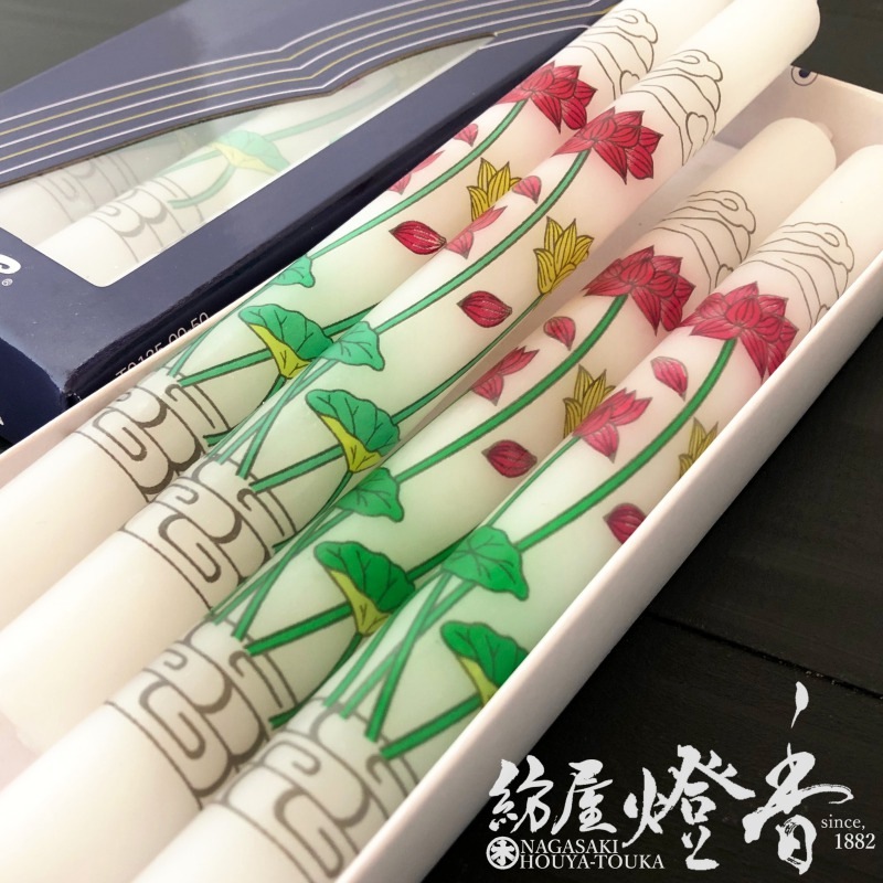 花/絵蝋燭『蓮花ローソク【大10号/4本入】洋芯/プレーン[燃焼300分