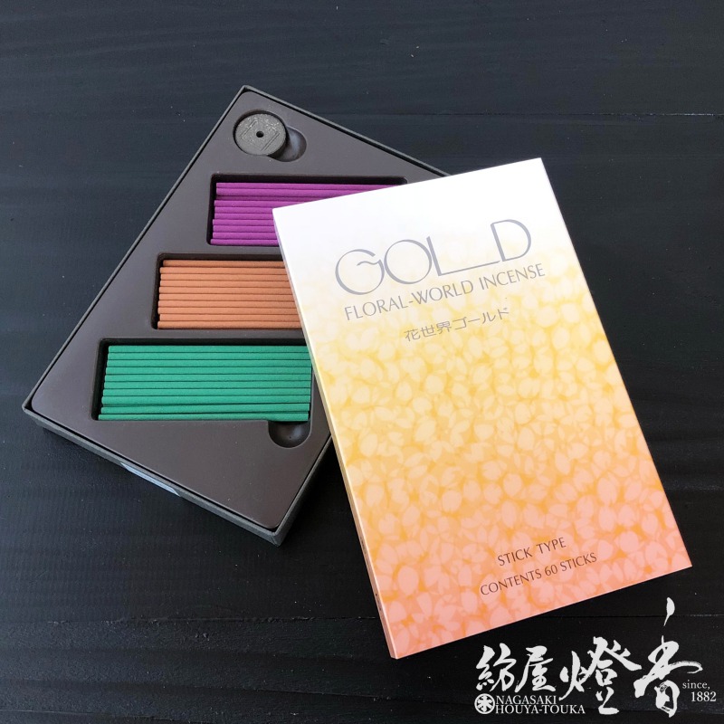 松栄堂のお香『香水香 花世界 GOLD(ゴールド)【3種アソート】60本入
