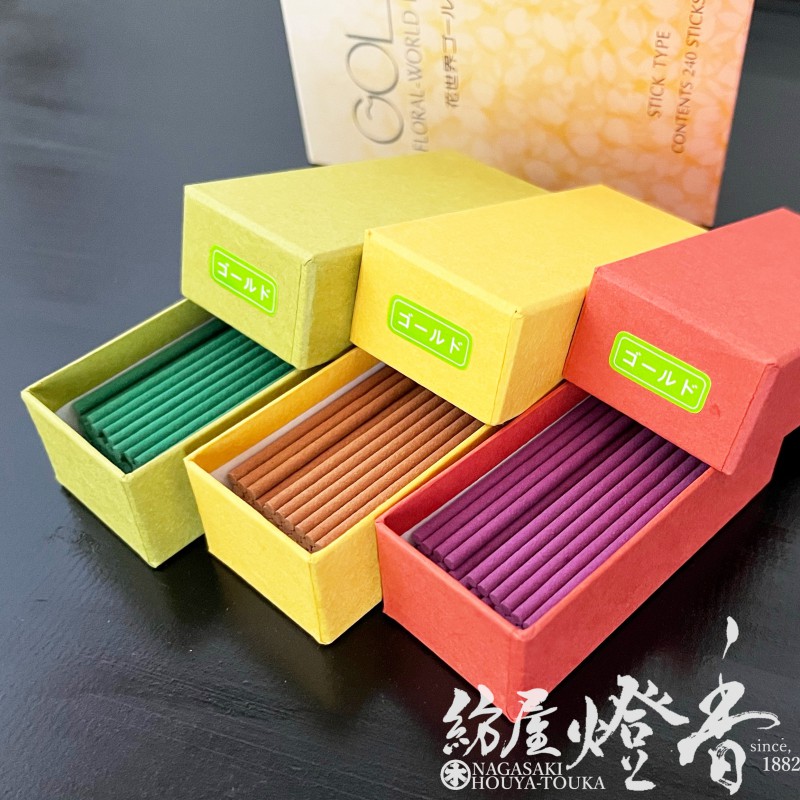 松栄堂のお香『香水香 花世界 GOLD(ゴールド)【3種アソート】240本入