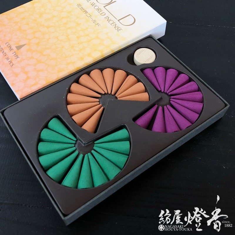 松栄堂のお香『香水香 花世界 GOLD(ゴールド)【3種アソート】36粒入