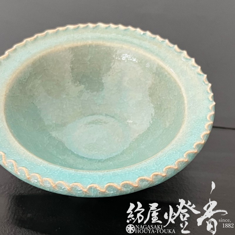 香器/香皿『マルチ香炉【縄目縁(なわめぶち)香炉・緑】紙箱[信楽焼/空