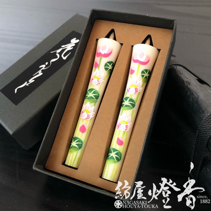 越後花ろうそく『四季の花【蓮(はす)/10cm/2本入】和蝋燭/イカリ型3号