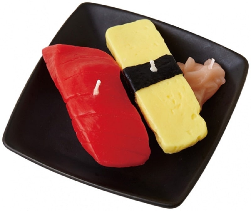 カメヤマの故人の好物ローソク 『寿司キャンドルA（マグロ・玉子）サビ