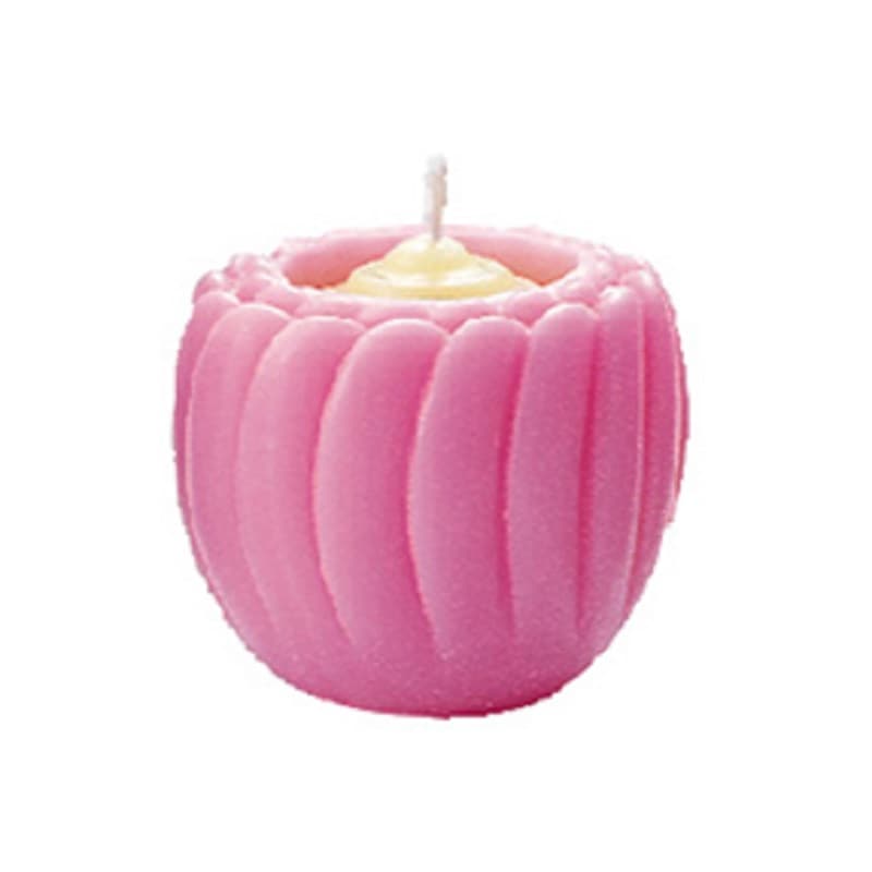 カメヤマの蓮型ローソク 『台なし ブロンマ 【ピンク】』燃焼16時間