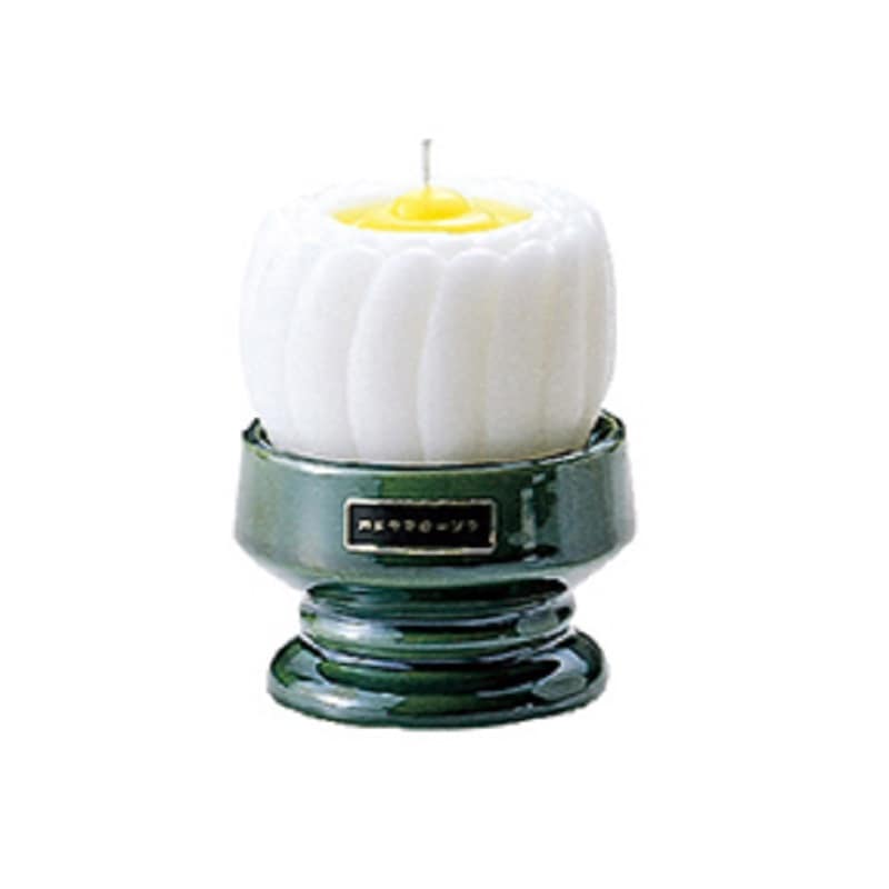 カメヤマの蓮型ローソク 『台付 ブロンマ 【白】 1個入』燃焼16時間