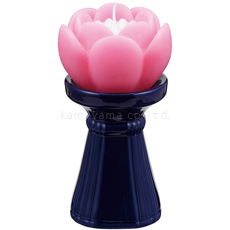 蓮型ローソク『台付華蓮(かれん)【ピンク】燃焼20時間』カメヤマ