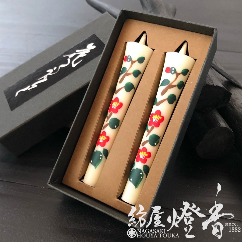越後花ろうそく『四季の花【椿(つばき)/10cm/2本入】和蝋燭/イカリ型3