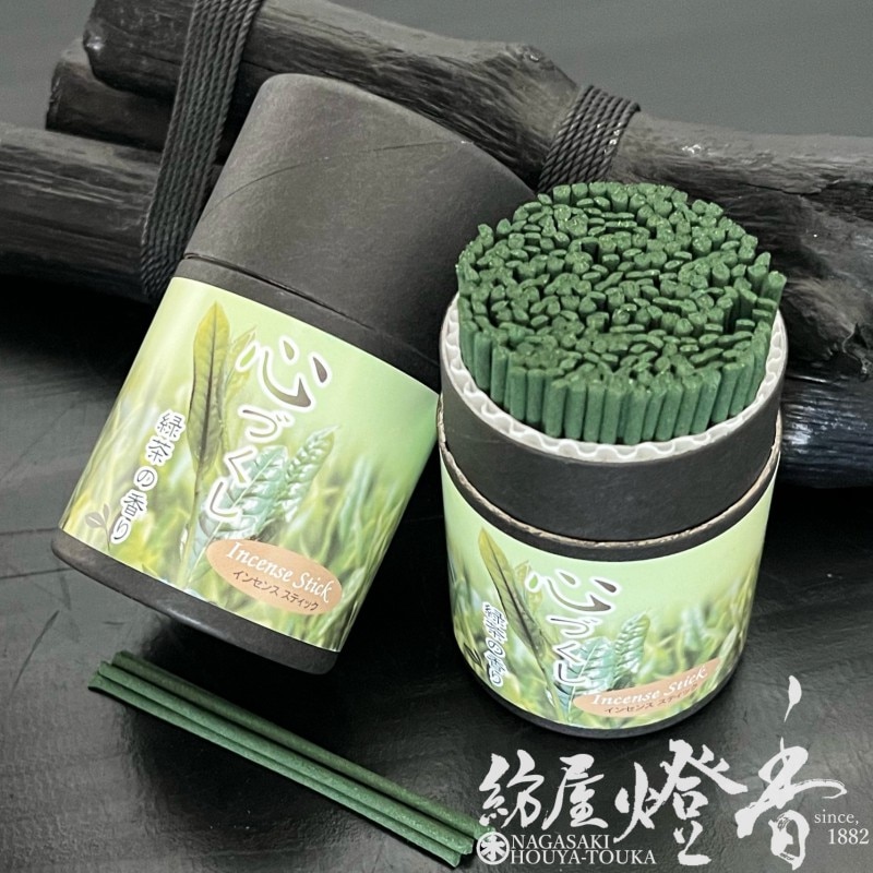 ミニ線香『心づくし-KOKORODUKUSHI-【緑茶の香り】ミニ寸筒型[少煙