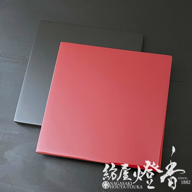 香炉台/敷台『両面敷台【朱・黒塗】木製紙箱入[香炉/和光灯/燭台用