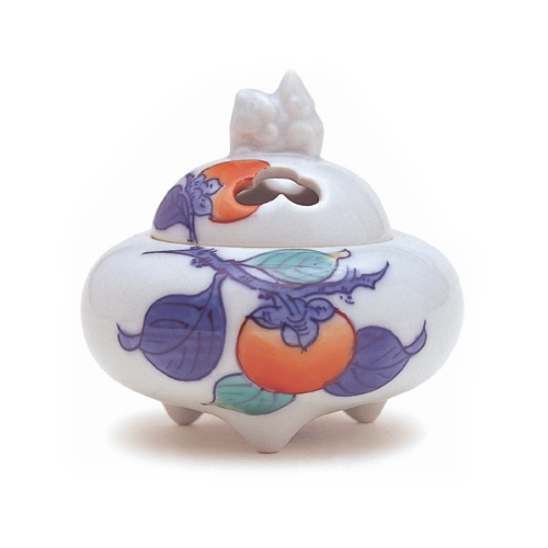 香器『香炉【染錦柿絵(そめにしきかきえ)[豆]/大秀】紙箱入