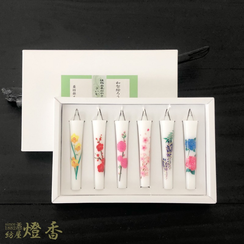 和蝋型花絵ローソク『植物性原料高配合【植物ろうそく・さいか-SAIKA