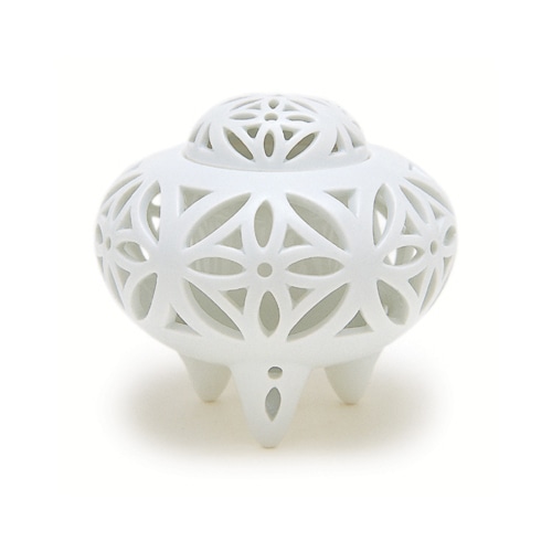 香器『香炉【白磁 七宝透し彫(しっぽうすかしぼり)/市川冬山】木箱入