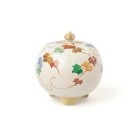 京都清水焼  色絵丸香炉  瑠璃七宝詰　新品未使用 松栄堂の香器『京焼色絵丸香炉(いとえまるごうろ)【瑠璃七宝詰(るり