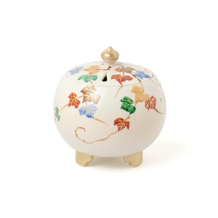 松栄堂の香器『京焼色絵丸香炉(いとえまるごうろ)【五色蔦(ごしきの