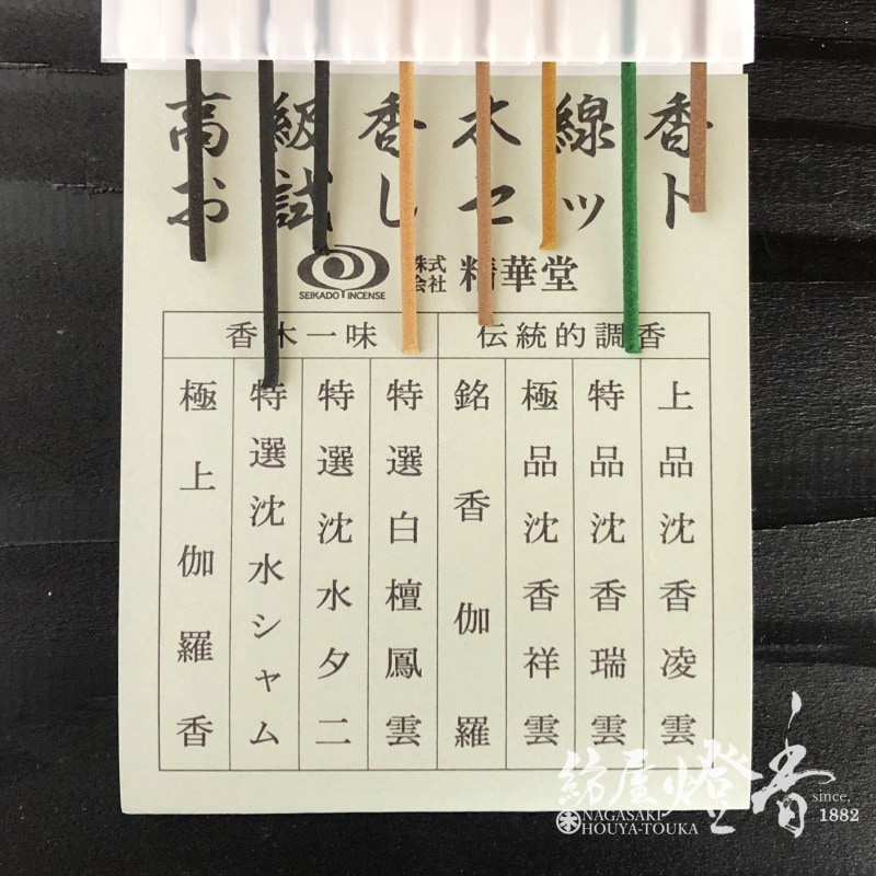 お試香/お香『高級香木線香お試しセット【伝統的調香4種+香木一味4種】』精華堂