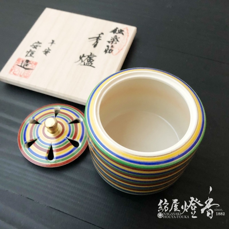龍心堂の香器『香炉【独楽筋(こますじ)】[京焼・清水焼/安恒]空焚用