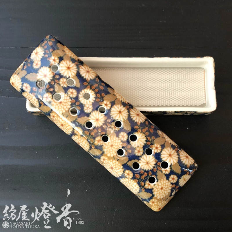 香器『寝かせ香皿【香線-野菊(のぎく)-】スティック用[信楽焼