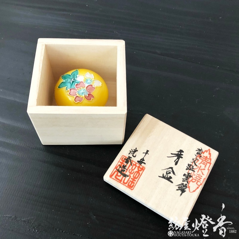 時代 京焼 大振 鶴香合 高さ約8cm 東キ7-0621☆2F 寒蘭専門店 東洋蘭センター / 京楽焼錦鉢 縁足金 波に扇と牡丹